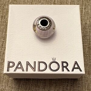 Pandora Murano Glass White and Light Lavendar Silver Charm